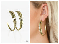 Funky Feathers - Brass Hoop Earring