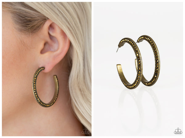 Dazzling Diamond-naire - Brass Hoop Earring