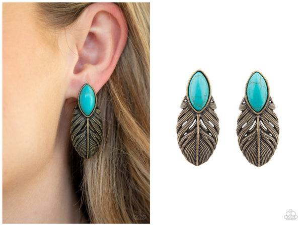 Rural Roadrunner - Brass Post Earring