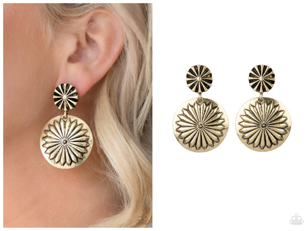 Fierce Florals - Brass Post Earring