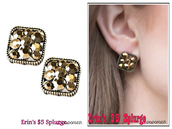 Worth a Fortune - Brass Post Earring