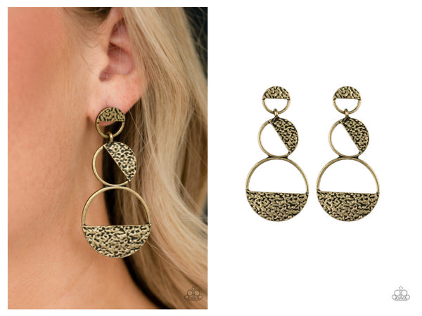 Triple Trifecta - Brass Post Earring