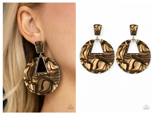 Retro Renaissance - Brown Post Earring