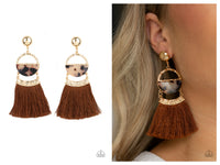 Tassel Trot - Brown Post Earring