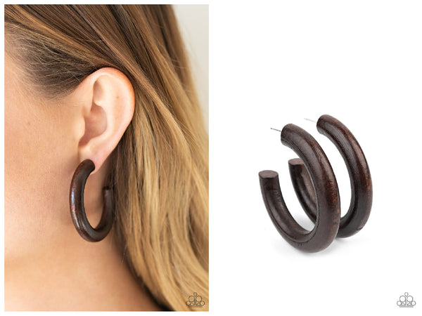 Woodsy Wonder - Brown Hoop Earring