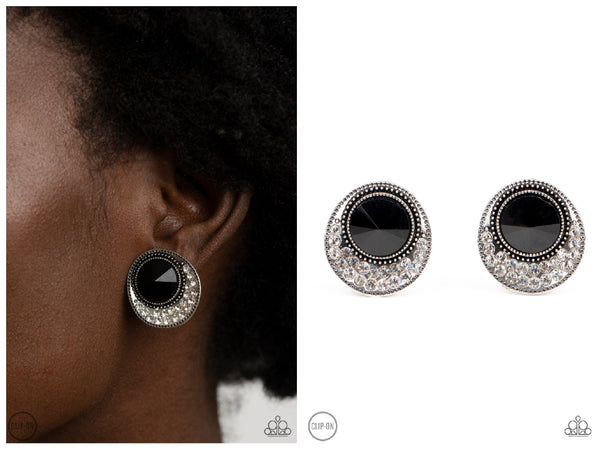 Off The RICHER-Scale - Black Clip-on Earring