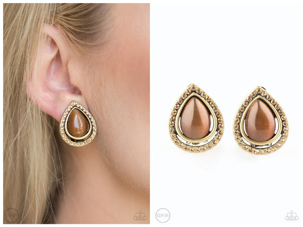 Noteworthy Shimmer - Brass Clip-on Earring