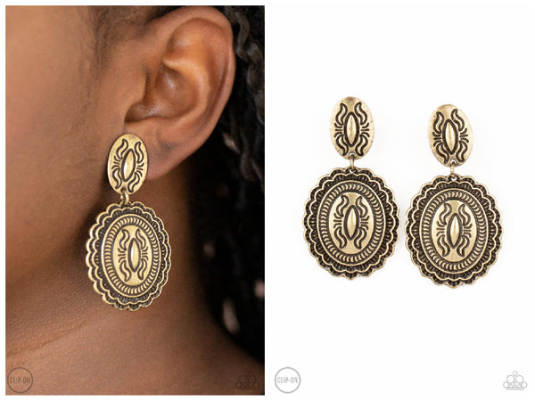 Ageless Artifact - Brass Clip-on Earring