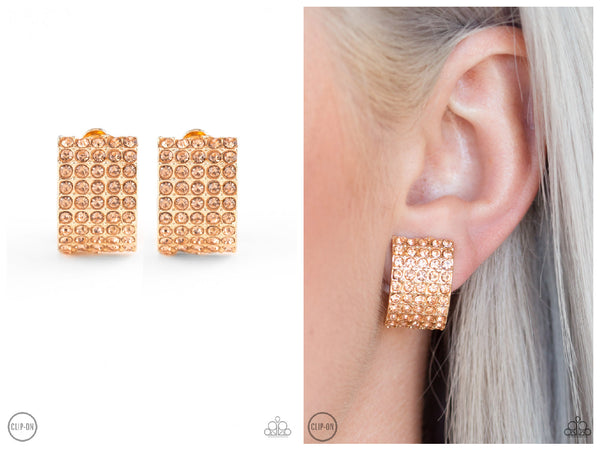 Hollywood Hotshot - Gold Clip-on Earring