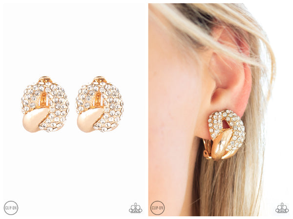 Definitely Date Night - Gold Clip-on Earring