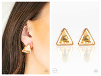 Timeless In Triangles - Gold Clip-on Earring