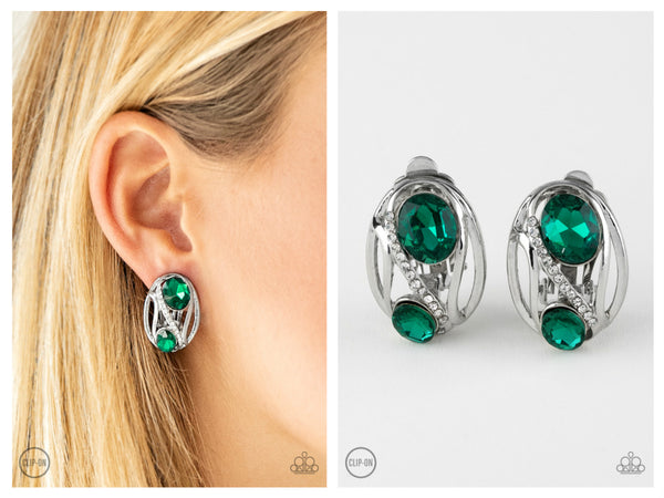 Wheres The FIREWORK? - Green Clip-on Earring