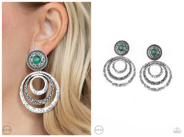 Bare Your Soul - Green Clip-on Earring