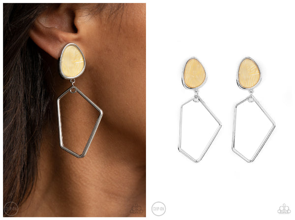 Retro Reverie - Yellow Clip-on Earring