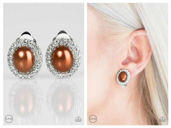 Romantically Regal - Brown Clip-on Earring