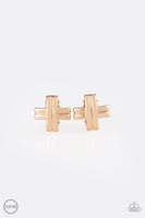 Couture Crossover - Gold Clip-on Earring