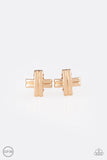 Couture Crossover - Gold Clip-on Earring