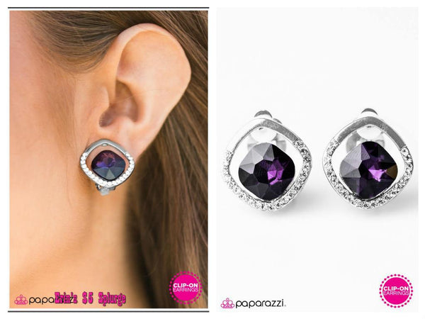 Flirtatious Flirt - Purple Clip-on Earring