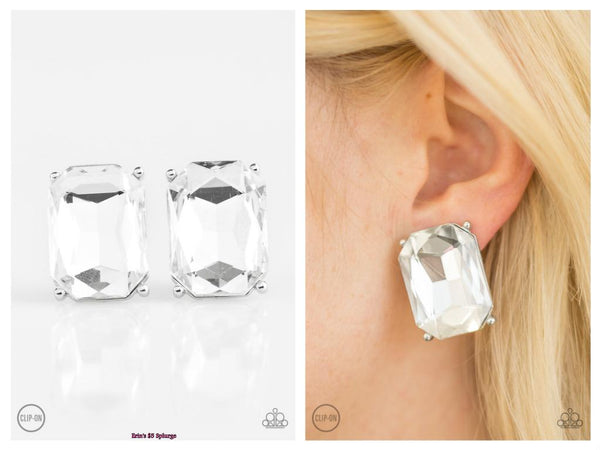 Opera House Hustle - White Clip-on Earring