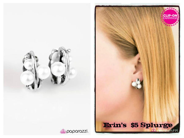 Pass The Bubbly! - White Clip-on Earring