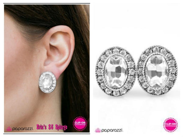 I Cant BELIZE My Eyes! - White Clip-on Earring