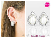 Must Be A Lady - White Clip-on Earring