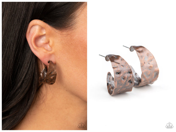 Put Your Best Face Forward - Copper Hoop Earring