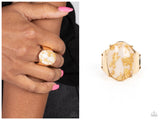 Gold Leaf Glam - White Ring