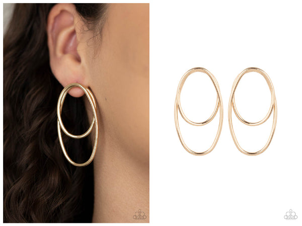 So OVAL-Dramatic - Gold Post Earring