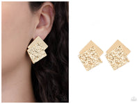 Square With Style - Gold Post Earring