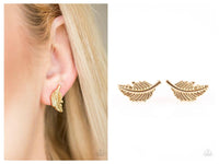 Flying Feathers - Gold Post Earring