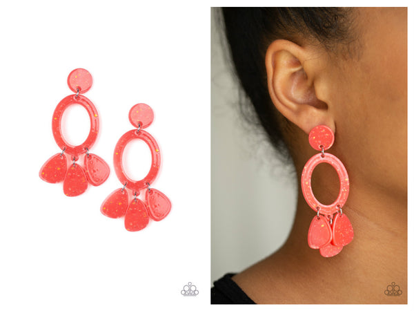 Sparkling Shores - Orange Post Earring