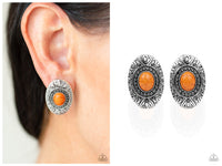 Stone Tiki - Orange Post Earring