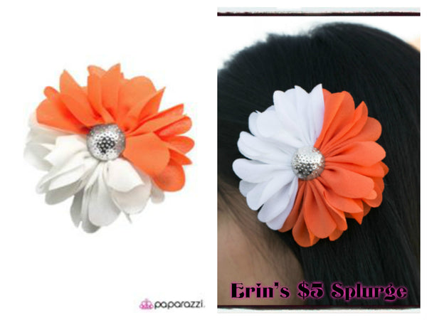 Orange & White Hair Clip