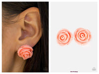 Rose Roulette - Orange Post Earring