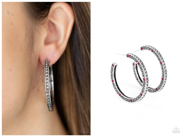 Richly Royal - Pink Hoop Earring