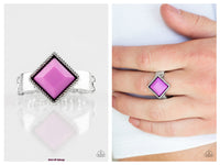 Stylishly Fair and Square - Purple Ring