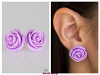 Rose Roulette - Purple Post Earring