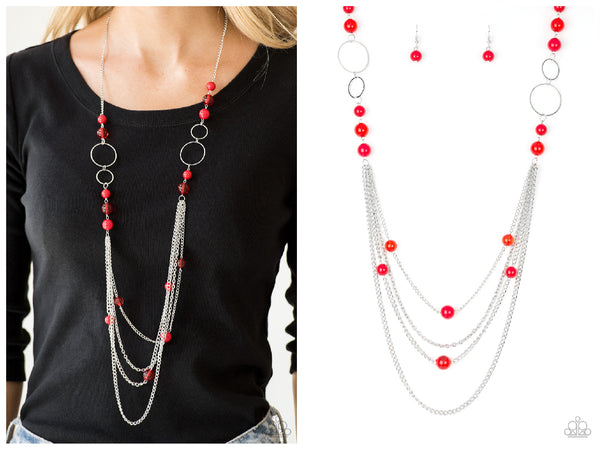 Bubbly Bright - Red Necklace