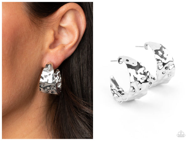 Put Your Best Face Forward - Silver Hoop Earring