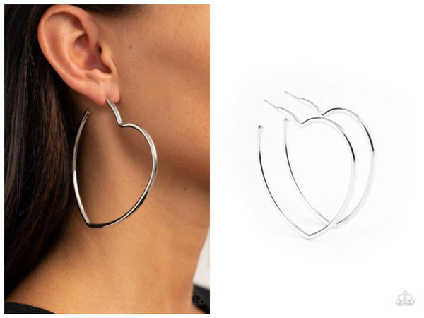 Heartbreaker Hustle - Silver Hoop Earring