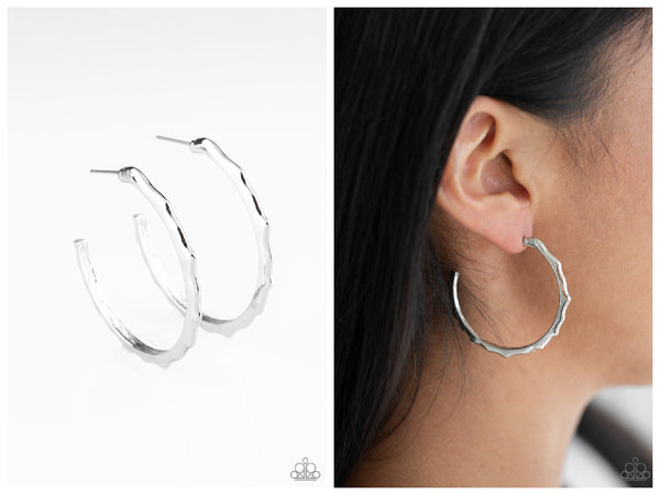 Danger Zone - Silver Hoop Earring