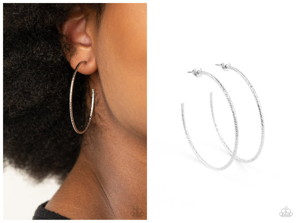 Inclined To Entwine - Silver Hoop Earring