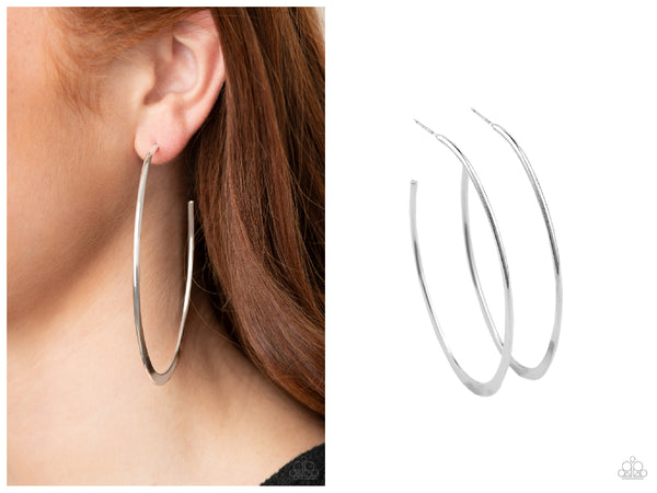 Flatlined - Silver Hoop Earring