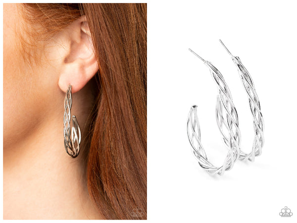 Twisted Tango - Silver Hoop Earring