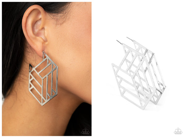 Gotta Get GEO-ing - Silver Hoop Earring