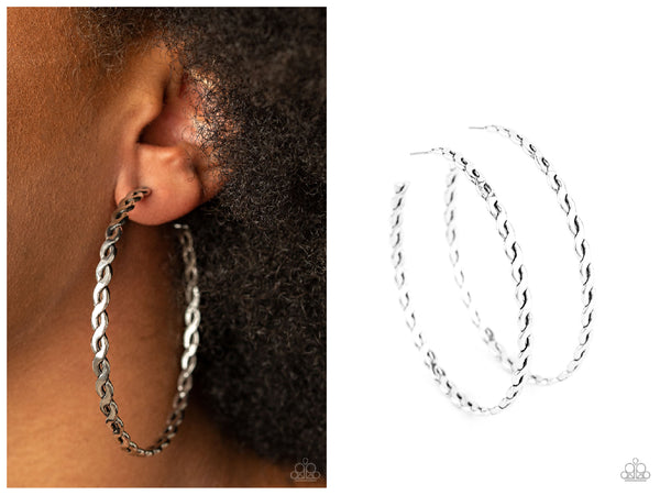 Infinite Twist - Silver Hoop Earring