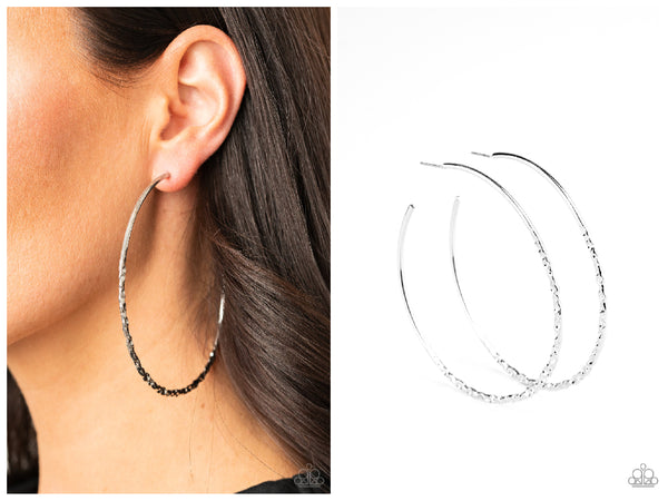 Embellished Edge - Silver Hoop Earring