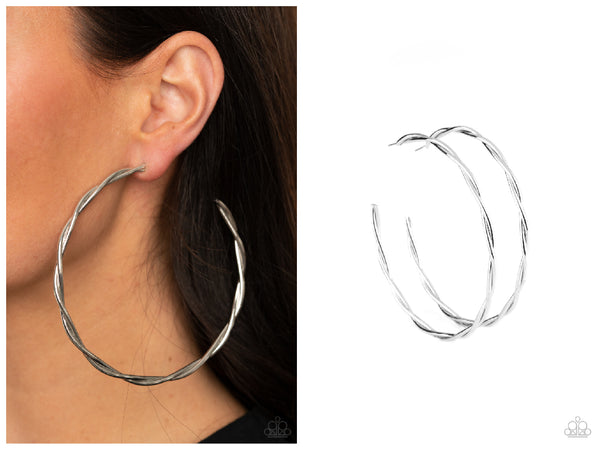 Out of Control Curves - Silver Hoop Earring