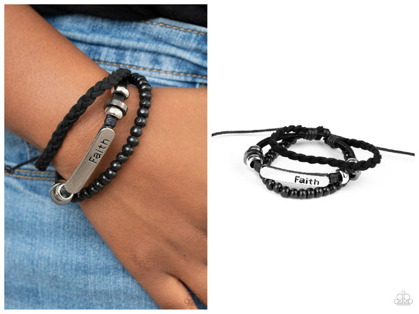 Let Faith Be Your Guide - Black Bracelet